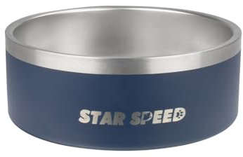 StarSpeed Stainless Steel Dog Bowl. Dog Bowl for Small Dogs with Rubber Bottom, Drop Resistant and Durable, Keeps Cold, Holds 42 OZ, Fits Different Size Dog Water Bowls. (42oz, Navy Blue)