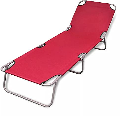 Chenshu Sonnenliege Klappbar mit Rückenlehne Verstellbar, Gartenliege, Liegestuhl, Sonnenstuhl, Sonneninsel Outdoor, Liegen, Gartenmöbel, Bäderliege, Relaxliege, Rot