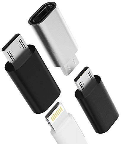 YCJ-uk-016-LLightning - Adaptador de cargador hembra a micro USB macho (3 unidades) compatible con Samsung Galaxy S7 S6 Edge Nexus 5 LG K20 Android Power Charge Connector para iPhone 7 8 Plus X 13