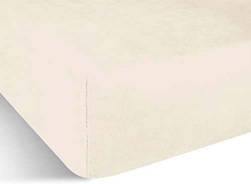 Flanell Spannbettlaken - Kuscheliges Bettlaken mit Cashmere Touch und 35 cm Steghöhe - Winter Spannbetttuch für 90x200, 100x200, 140x200 und 180x200 Farbe Beige Größe 180 cm x 200 cm