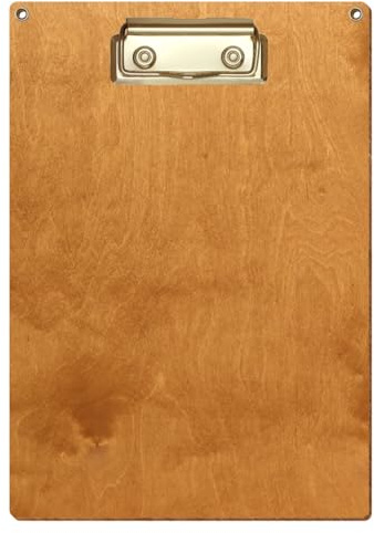Bütic Holz Klemmbrett Standardform Birnbaum für DIN A3 A4 A5 A6 mit 2 Ösen aus 3mm starkem Birkensperrholz und mit Klarlack versiegelt