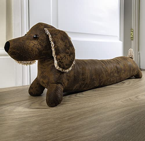 Dachshund Draught Excluder Weighted Cushion – 60cm Eco Friendly Energy Saving Door Draft Breeze Wind Guard or Doorstop – Indoor Home Insulation Dog Design Decor