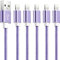 iPhone Lightning Cable 5Pack 1M/2M/3M Apple MFi Certified Fast Charging Cord USB A Nylon Braided for iPhone 13 12 11 Pro Max Mini XR XS X 8 7 6 6s Plus SE 2020-Purple