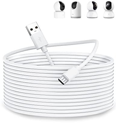 ACOCOBUY Micro USB Power Cable 10M, Power Cord for Mi 360° Home Security Camera 2K Pro, Mi Smart Camera C300 C200, for EZVIZ C6, USB A to Micro Long Charging Cable Wire for Security Cameras, White