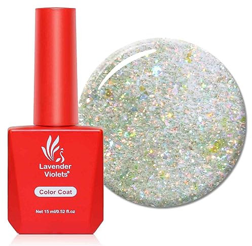 Lavender Violets 15ml Gel Nail Polish UV LED Soak Off Nail Lamp Curing Classic Versatile Marble Gloss Star-White Manicure Pedicure Larger Content Salon Quality Flash Drill A0112