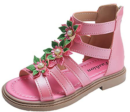 BOTCAM Entzückende High-Top-Sandalen für Mädchen mit floralen Verzierungen und praktischem Reißverschluss hinten, perfekt für Prinzessinnen Baby Prinzessin Schuhe