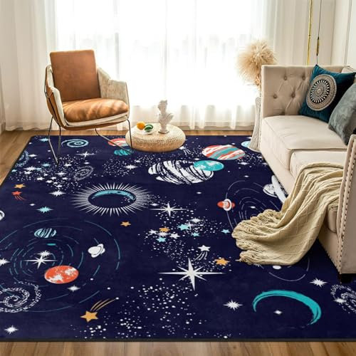 9CH Weltraum-Galaxie-Stern-Teppich, 17,8 x 15,2 cm, Horoskop-Sterne-Teppich, Nebel-Konstellation, Sternzeichen, Teppich für Wohnzimmer, Schlafzimmer, Esszimmer, Dekoration
