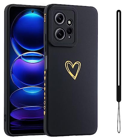 Jeelar ESONG Funda para Xiaomi Redmi Note 12 4G,Funda Protectora con Bonito patrón de corazón de Amor,Ultra Fina TPU Suave Flexible Silicona Prueba de Golpes Case para niñas/Mujeres-Negro