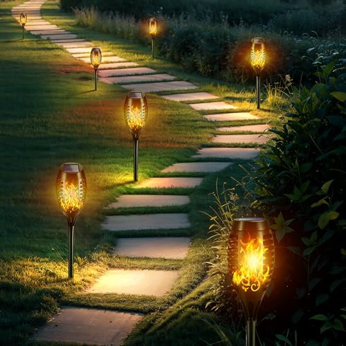 Solar Lights Outdoor, 4 Pack Auto On/Off Solar Garden Lights, IP65 Waterproof, Easy Installation