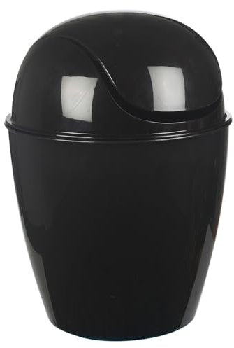 URBNLIVING Plastic Swing Top Lid Bin Rubbish Trash Can Bathroom Office Under Counter (Black, 12L)