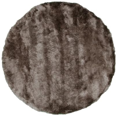 Hochflor Teppich Rund - Glorious Silber Grau - Ø 240cm | Plain - Industrial - Living room - Fellteppich