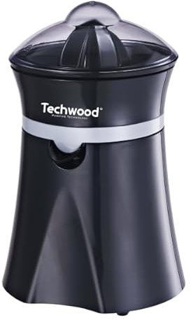 Techwood Presse-Agrumes avec Bec Stop-Goutte - Double Cônes, Filtre à Pulpe, Démarrage Automatique, Bol Amovible, Rangement Cordon, 20W