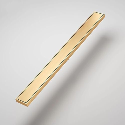 Linéaire Siphon de Sol de Douche Caniveau de Douche en Acier Inoxydable Anti Odeur, Drainage Rapide, Rigole de Douche Rectangulaire Drain de Douche(Size:10x20cm,Color:Or)