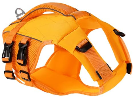 KONVINIT Giubbotti di Salvataggio per Cani,Salvagente per Cani,Giubbotto Salvagente Cane Taglia Regolabile Dog Life Jacket con Maniglia e Strisce Riflettenti,Salvagente per Caniper