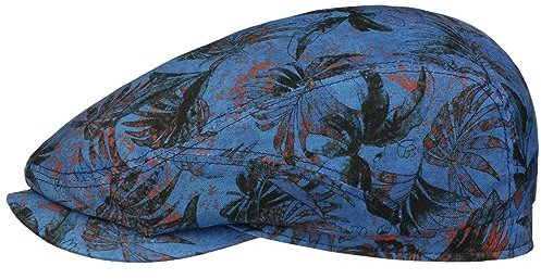 Stetson Sustainable Linen Flatcap - Mehrfarbige Kappe aus 100% Leinen - Schirmmütze mit Blättermuster - Made in The EU - Herren - Frühjahr/Sommer blau L (58-59 cm)