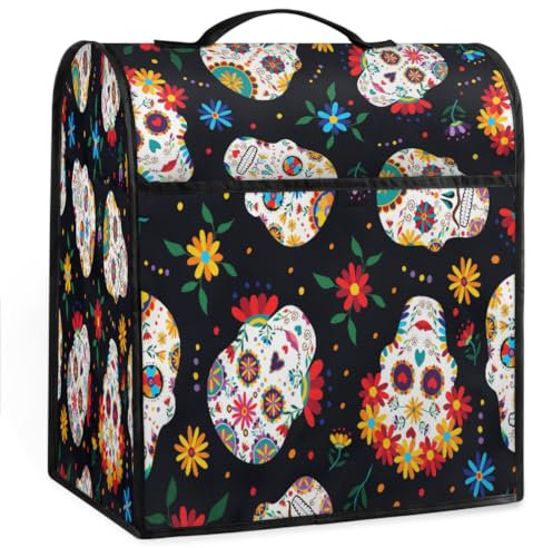 Mexican Sugar Skull Cover Staubschutz für alle 4,4-7,6 Liter Mixer, Totenköpfe Kaffeemaschine Staubschutz Ständer Mixer Staubschutz für Küchenmixer Zubehör