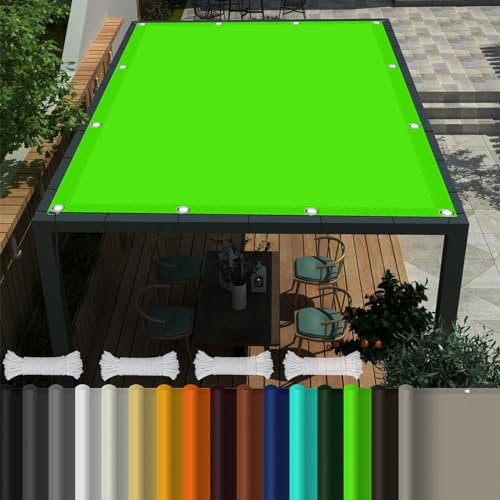 Voile d’ombrage Rectangulaire Imperméable 3 x 4 m UV Protection 98% Toile d'ombrage Rectangulaire Tissu Polyester pour Pergola, Fleurs, Patio Lawn., Vert Tendre