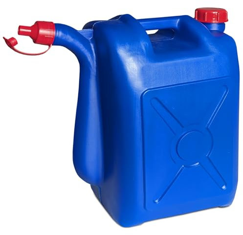 plasteo® Bidon à eau de 20 l avec 2 ouvertures, bec verseur, ouverture de remplissage, pour l'intérieur et l'extérieur, sans BPA, PEHD 700 g, bleu