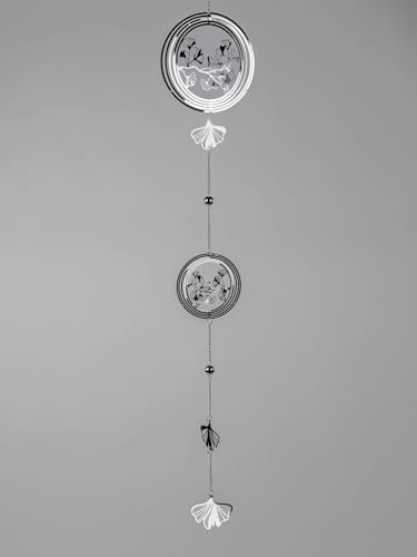formano Deko Fensterhänger Girlande Ginko Zweig 96 cm Metall Mobile Silber