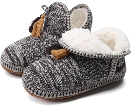 COFACE Zapatillas de casa de piel de cordero para mujer, zapatos de cabaña de invierno, cálidos, mullidas, forradas, pantuflas acogedoras, marrón, 37/38 EU
