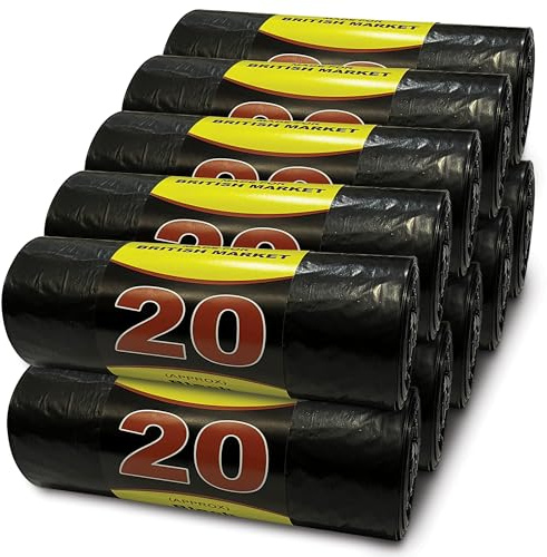 G4GOODS® 10 Rolls of 200 Heavy Duty 70L Black Trash Bags 140 Gauge/35 Micron Heavy Duty Bin Liners Refuse Sacks Bin Bag Rolls Black Refuse Sacks Rubbish Bags Bin Liners Large - Made in Britain