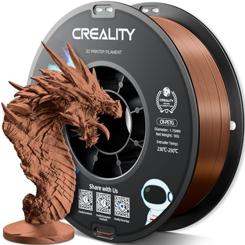 Creality PETG Filament 1.75mm, Hohe Präzision, Starke Zähigkeit, Geruchlos, Besserer Fluss, 1kg 3D Drucker Filament, 1.75mm Maßgenauigkeit +/- 0.03mm, PETG Braun