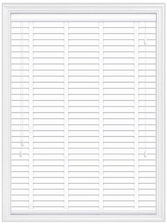Home In Style 4U Faux Wood Blinds Window Venetian Blinds Easy Fit Child Safe Tape Trimmable Wooden Blinds-50mm Slats with Aluminium Headrail (White With Tape, 114X150)