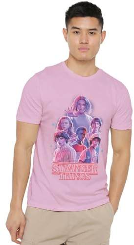 Stranger Things Pink Glow Group Unisex T Shirt, Light Pink, XXX-Large
