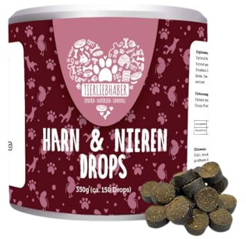 Tierliebhaber - Harn- & Nieren Drops für Hunde – Natürliche Unterstützung der Blasen- und Nierenfunktion – Mit Cranberry, Rosmarin & Löwenzahn – Weiche Leckerli ohne künstliche Zusätze – 350 g
