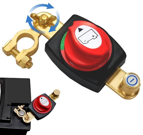 Batteriehauptschalter, 180° Einstellbarer Autobatterie Trennschalter, Trennschalter Wasserdicht, Batterieschalter Auto Batterie 12V-48V für Auto Motorrad Marine Boat Caravan Yacht Bus