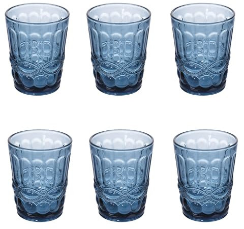Villa d'Este Home Tivoli 1996 6er Set Wassergläser 280ml aus Glas, blau, Nobilis
