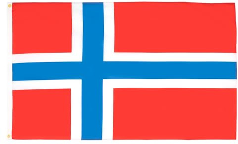 AZ FLAG Pack de 2 Banderas Noruega 90x60 cm Noruega Poliéster 100D 2 Ojales | Uso interior y exterior Enseña Norge costuras dobles y bordes reforzados con ojales metálicos
