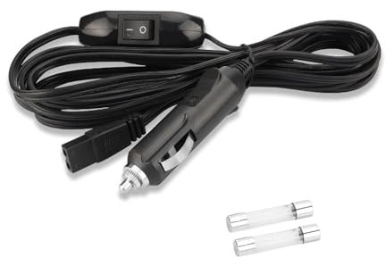13FT/4m 12V Fridge Lead Car Cool Box Power Cable with 15A Fuse Car Refrigerator Extension Cord for Cigarette Lighters(With Switch)