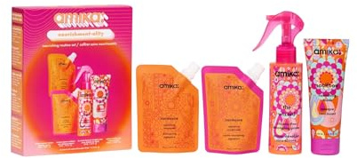 amika nourishment-ality nourishing routine set - includes travel size normcore signature hair shampoo and conditioner + soulfood hair mask + full size the wizard silicone-free primer (4 pieces)