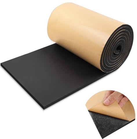 LSGCQ Plaque de mousse autocollante multifonctionnel rouleau de mousse tapis anti vibration isolation phonique (300mm×12mm×1,5m, Noir)