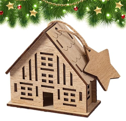 Generico Weihnachtsdorf | Weihnachts beleuchtetes Holzhaus - Home Decoration Desktop für Schaufenster Ferienwohnung