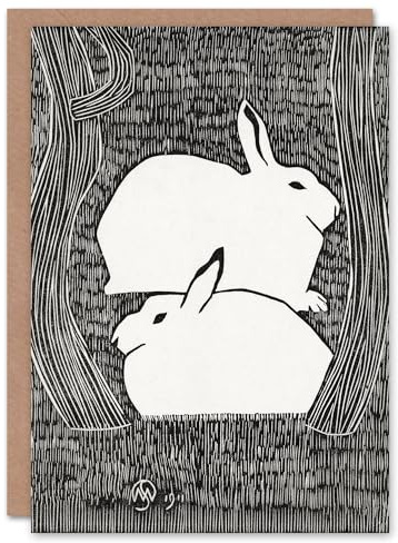 Artery8 Samuel J De Mesquita Art Card Two Stylised Snow Hares