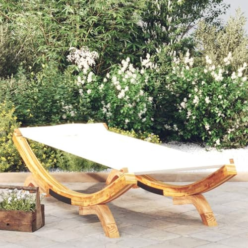 Mokuyary Sonnenliege 100x188,5x44 cm Bugholz Massiv Creme Sonnenliege Wetterfest Holz Pflegeleicht,Garten Balkon Sauna Liege Holzliege Relaxliege