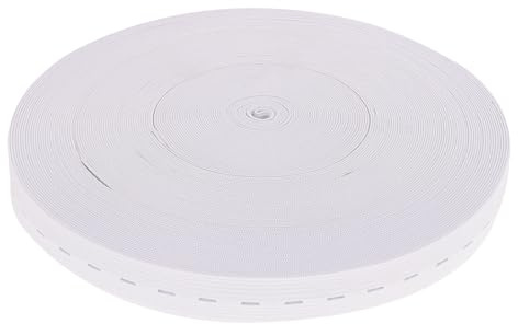 FELTECHELECTR Dehnbares Polyester Knopfloch Gummiband 20mm Weiß 30m Rolle Verstellbares Stretchband für Nähen Armbänder und Umstandsmode