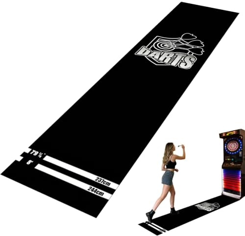 Dart Mat Dart Oche Mats With Throw Line,Non-Slip Heavy Duty Rubber Dartboard Protective Pad for Floor and Dart Tips Protection,Darts Accessories for Game Room Recreation Center Sports