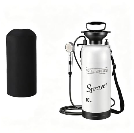 Tragbare Camping-Dusche, 5L Drucksprüher für Garten, Strand, Wandern, 10 Sprühmodi, mit 3 m Schlauch (10, Liter)
