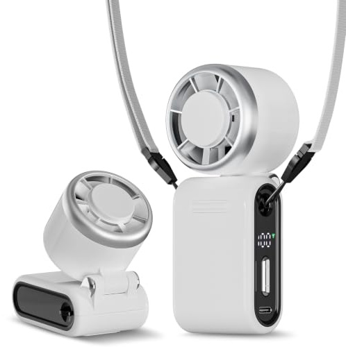 Handventilator Tragbarer Mini Ventilator, Turbo Ventilator mit 100 Stufen und LED Display, 3600mAh Wiederaufladbar, 3-in-1 Hand Hals Tisch Ventilator, Faltbarer USB Ventilator für Reisen Büro Outdoor