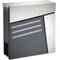 Wiltec Designer Briefkasten V25 Anthrazit und Edelstahl 370 x 105 x 370 mm, Wandbriefkasten mit Schloss, Sichtfenstern und Zeitungsrolle, Postkasten aus pulverbeschichtetem Stahl