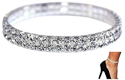 LucBuy Twinkle Diamond Bracelet de cheville élastique avec strass brillants, adjustable, Laiton, strass.