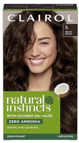 Clairol Natural Instincts Haarfarbe, semi-permanent, ohne Ammoniak, 5 Stück, Mittelbraun