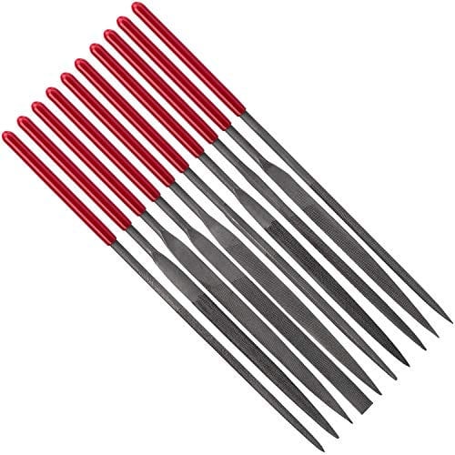ANCRIS 10 Pack Needle File Sets Diamond Needle File Set Fine-Toothed Metal File Set Hardened Round Sharped Taper for Jewellery Fine Cut Wax Steel Wood Carving