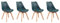 Happy Garden Lot de 4 chaises de Salle à Manger Style scandinaves Nora Bleues avec Coussin, chaises de Cuisine, chaises rembourrées, Pieds en Bois de hêtre Massif