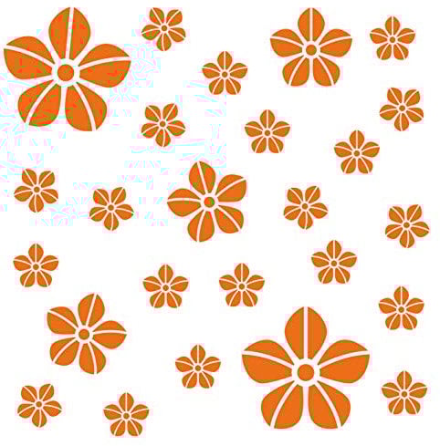 kleb-Drauf® | 25 Blumen | Orange - matt | Autoaufkleber Autosticker Decal Aufkleber Sticker | Auto Car Motorrad Fahrrad Roller Bike | Deko Tuning Stickerbomb Styling Wrapping