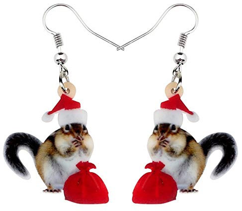 Weihnachten Eichhörnchen Ohrringe Acryl Eichhörnchen Dangle Schmuck Für Frauen Kinder Mädchen Charm (Grau)