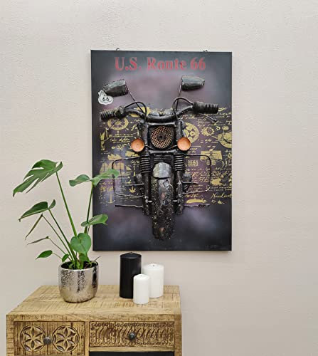DARO DEKO Metallbild 3D Motorrad Front 72 x 102cm